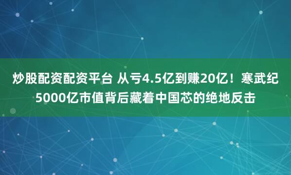 炒股配资配资平台 从亏4.5亿到赚20亿！寒武纪5000亿市值背后藏着中国芯的绝地反击